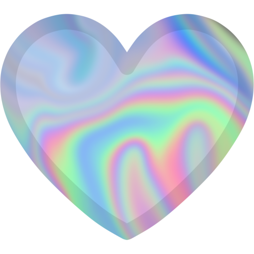 A heart with a chromatic pattern. It has an outline that is slightly darker than the rest of it.